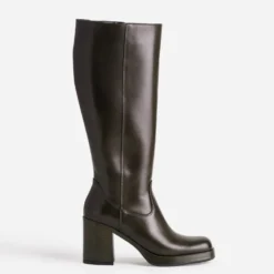 Botte marron cuir mollet large