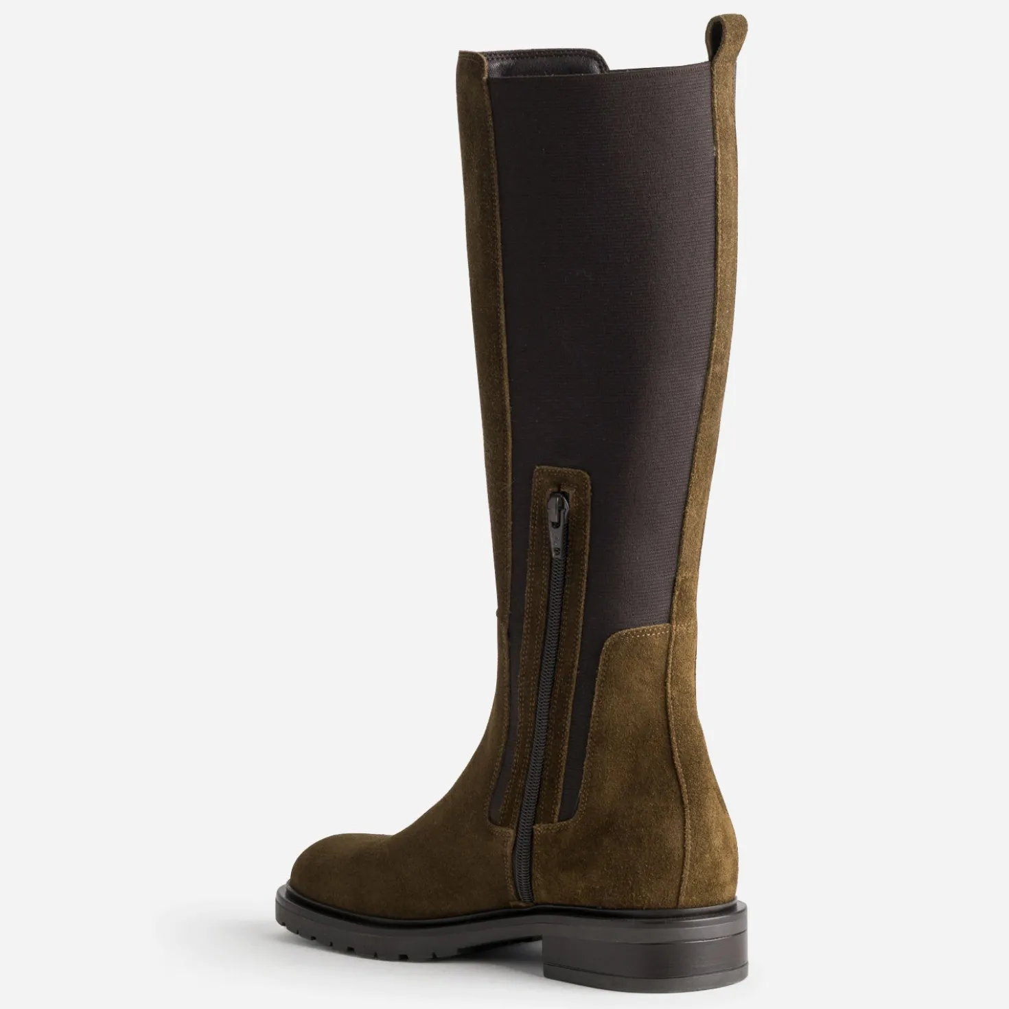Botte marron cuir velours tige élastiquée