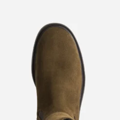 Botte marron cuir velours tige élastiquée