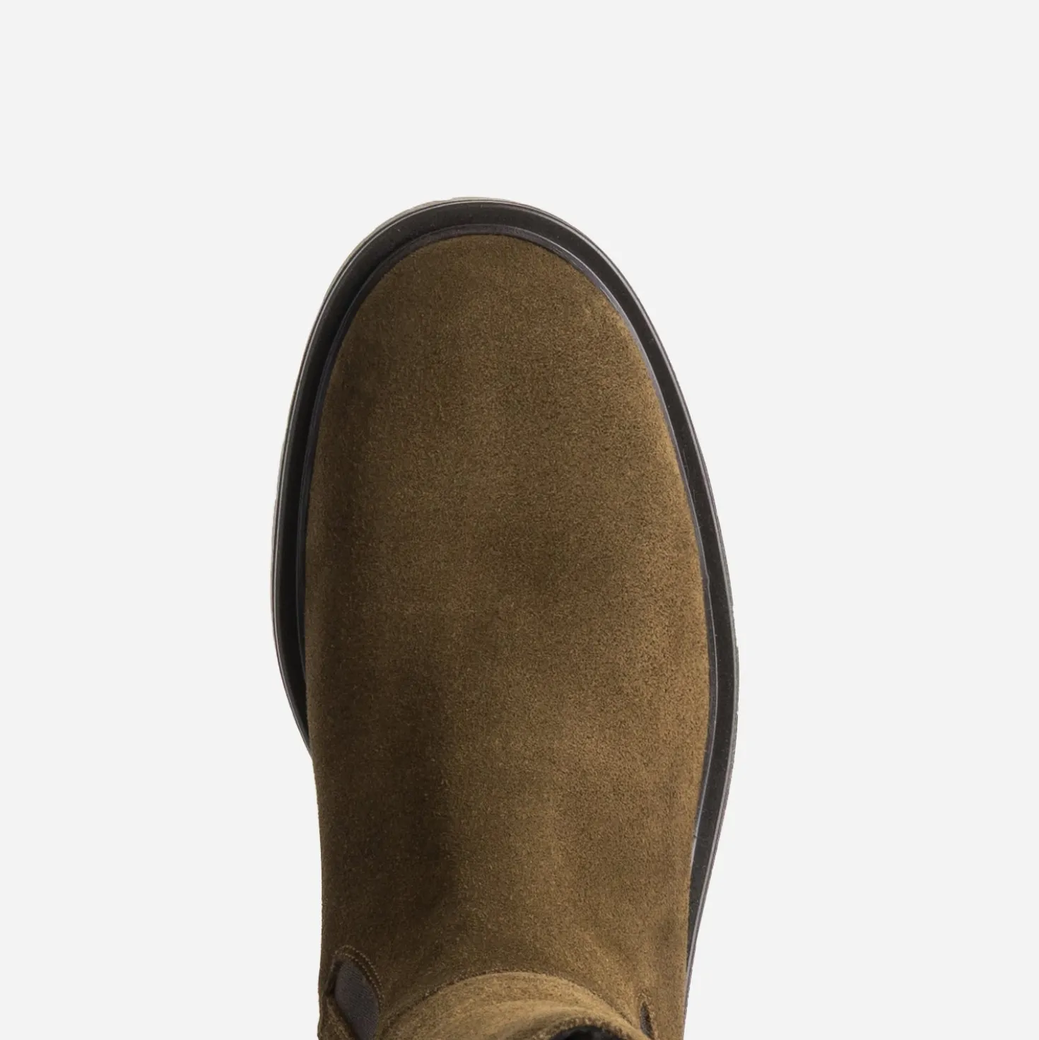 Botte marron cuir velours tige élastiquée