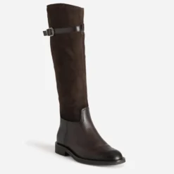 Botte marron foncé cuir bi-matière