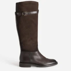 Botte marron foncé cuir bi-matière