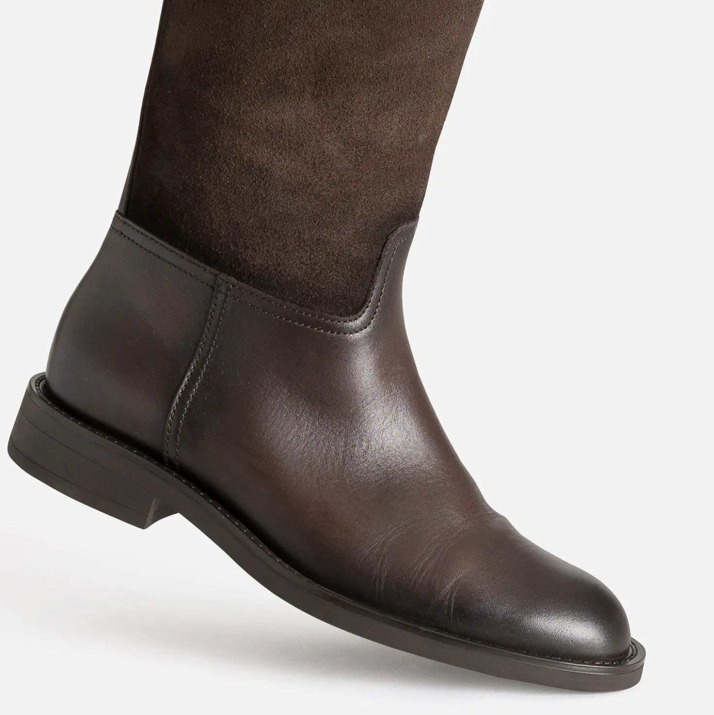 Botte marron foncé cuir bi-matière