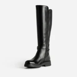 Botte noir cuir bi-matière