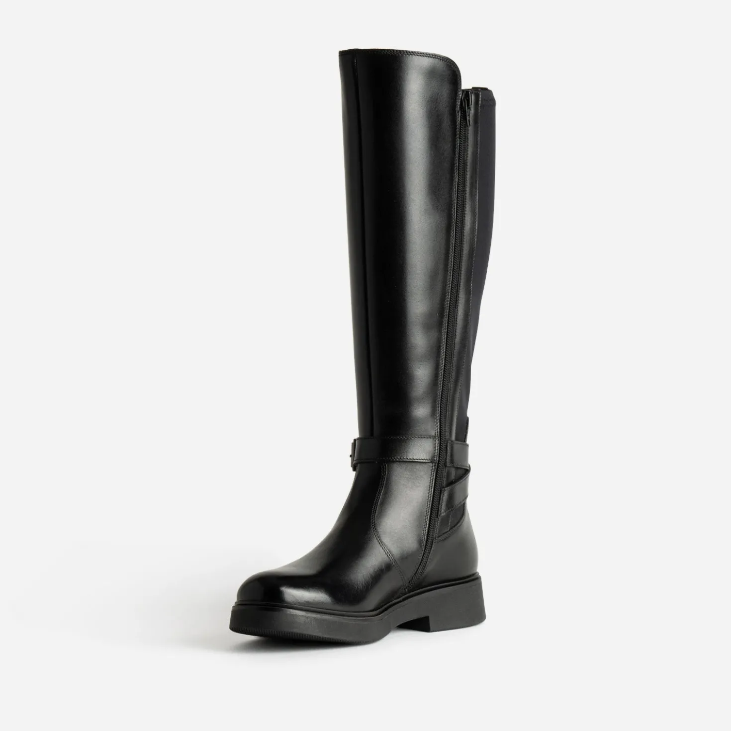 Botte noir cuir bi-matière