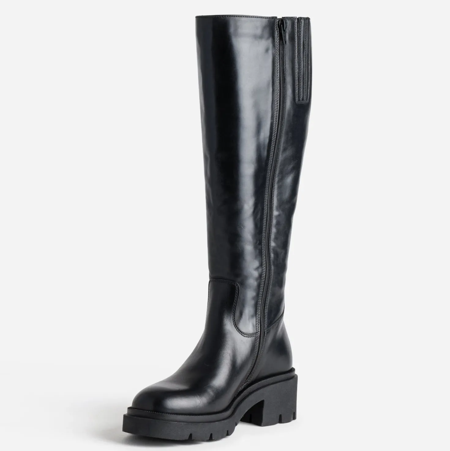 Botte noir cuir esprit motard