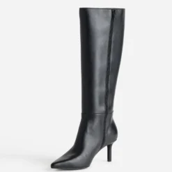 Botte noir cuir talon fin