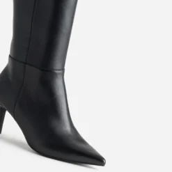 Botte noir cuir talon fin