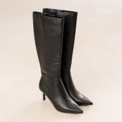 Botte noir cuir talon fin