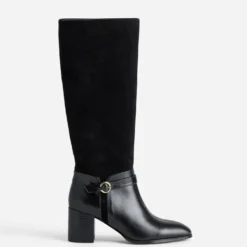 Botte noire cuir bi-matière