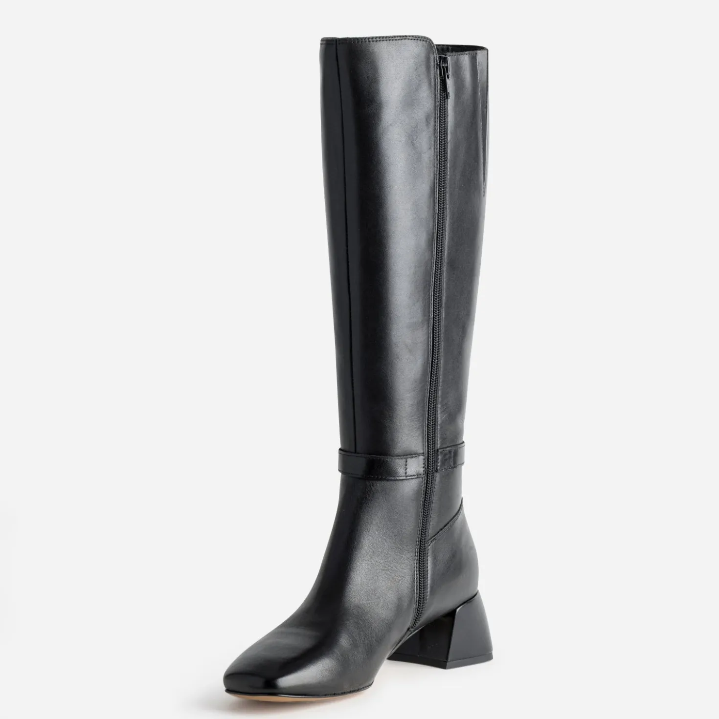 Botte noire cuir bride cheville
