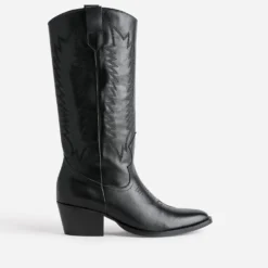 Botte noire cuir éco-conçue esprit santiag