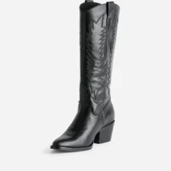 Botte noire cuir éco-conçue esprit santiag