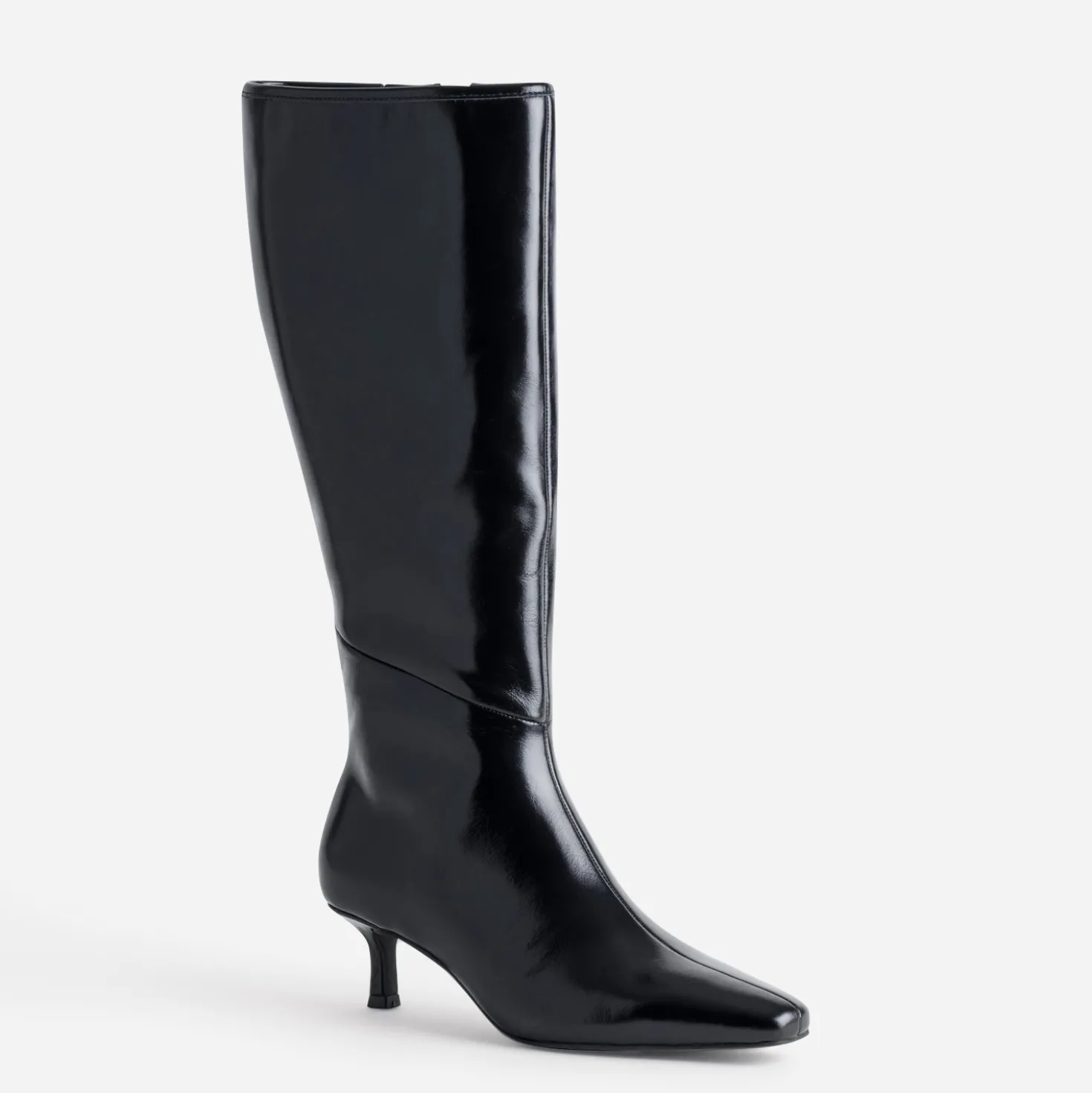 Botte noire cuir kitten-heel