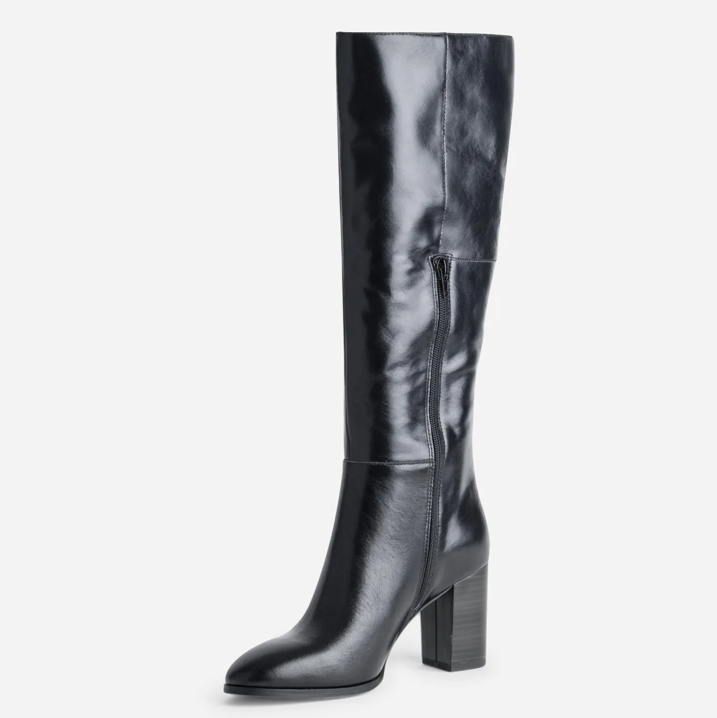 Botte noire cuir à talon