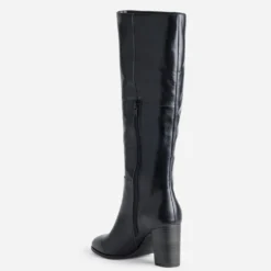 Botte noire cuir à talon