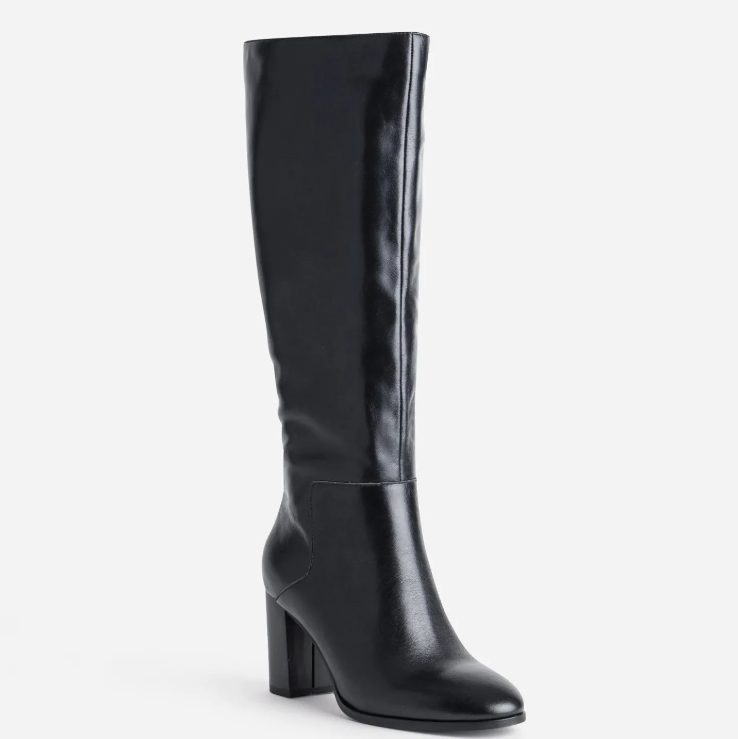 Botte noire cuir à talon