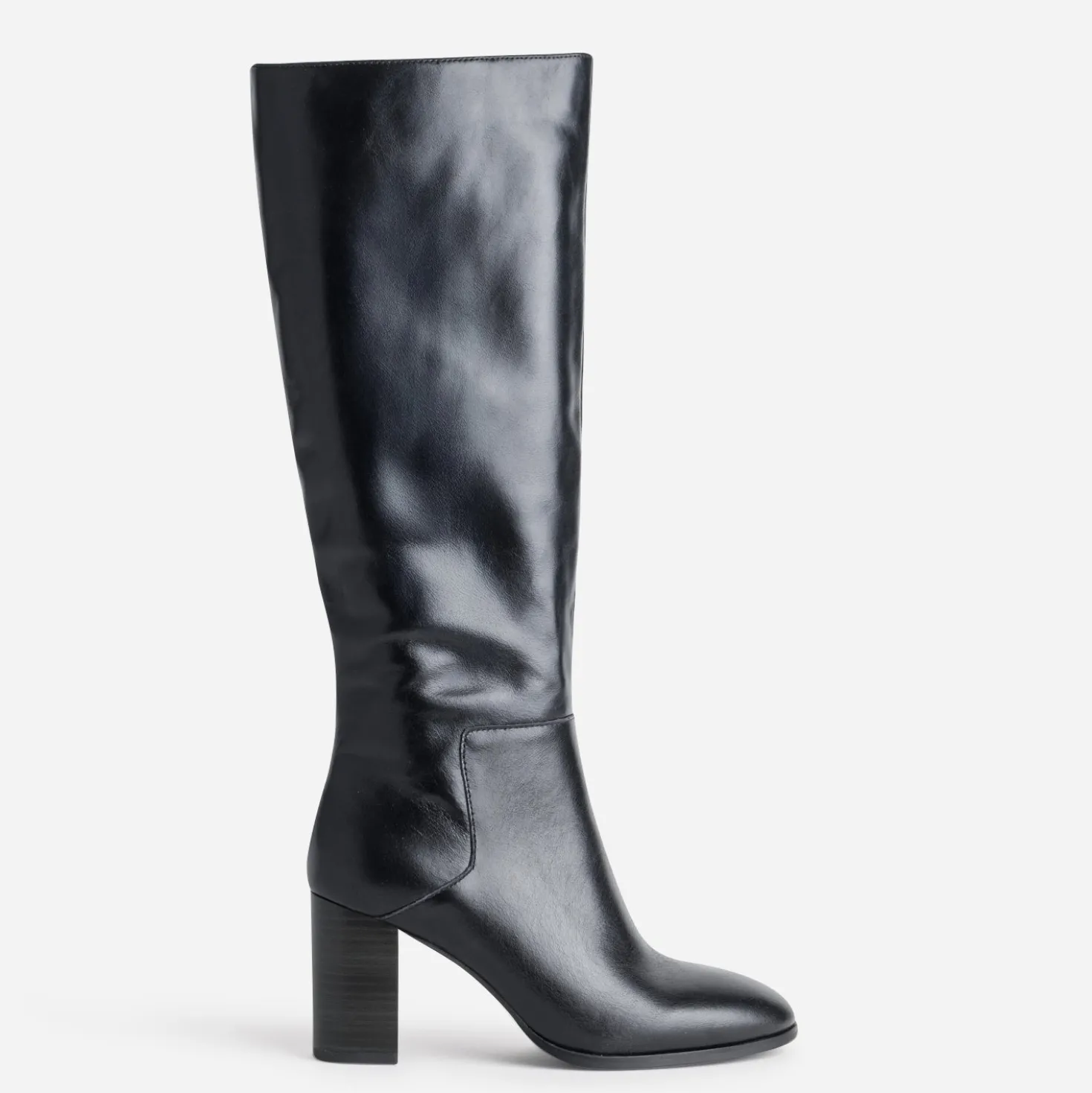 Botte noire cuir à talon