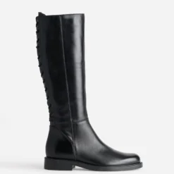 Botte noire cuir tige lacée
