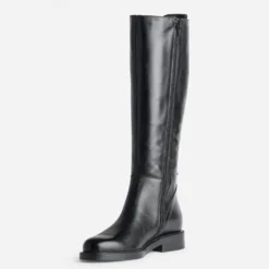 Botte noire cuir tige lacée