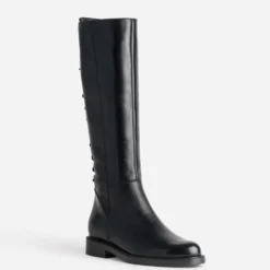 Botte noire cuir tige lacée
