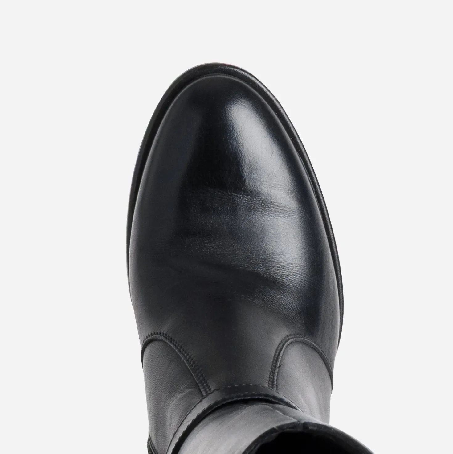 Botte noire cuir tige élastiquée