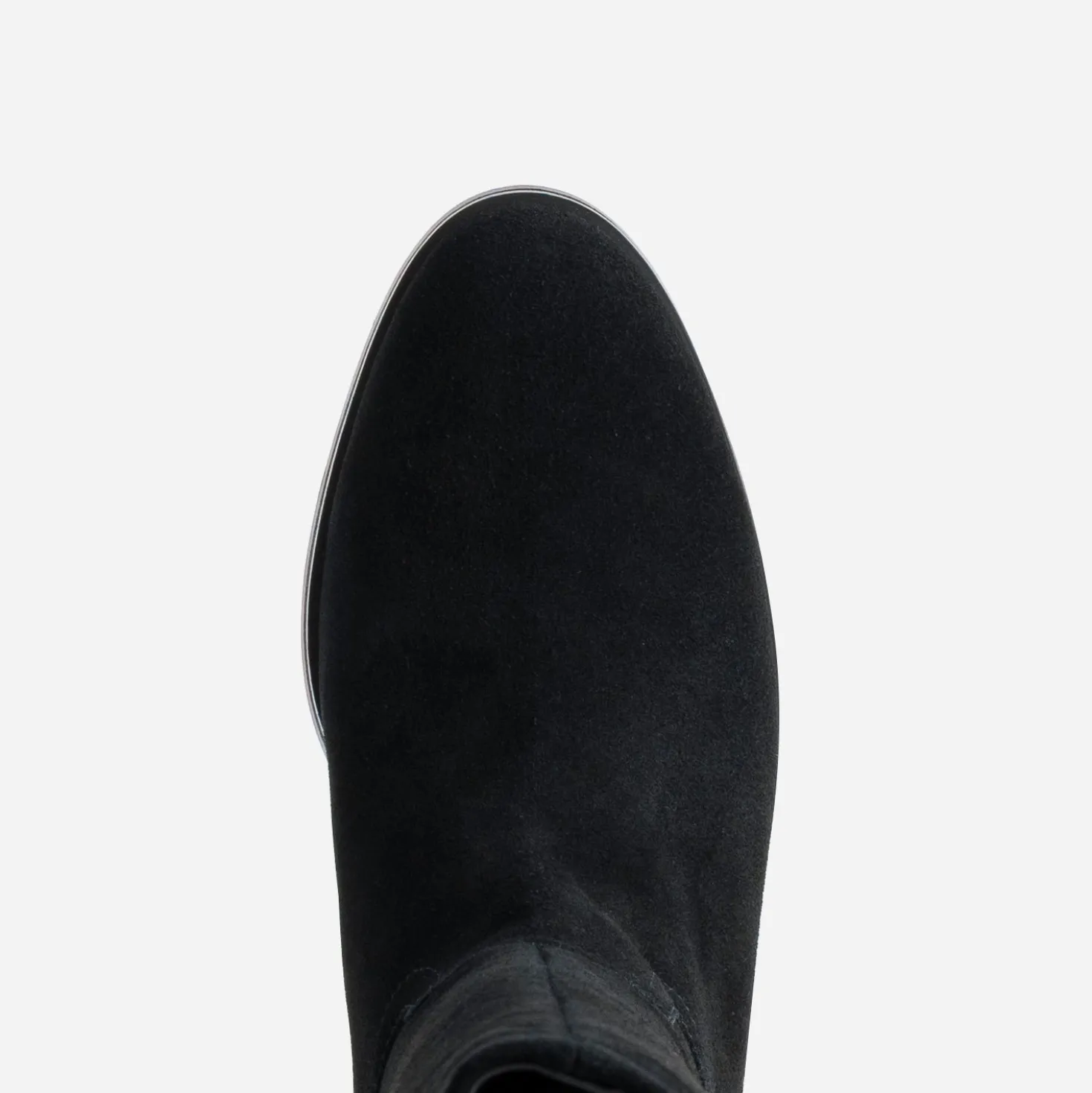 Botte noire cuir velours boucles sur contrefort