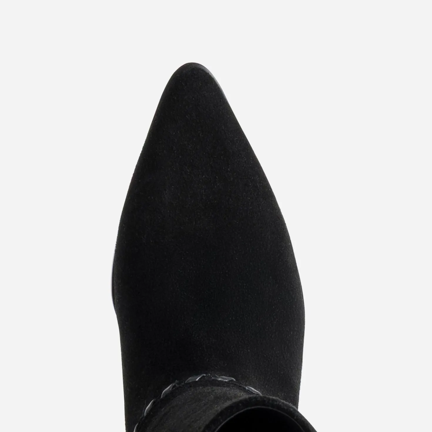 Botte noire cuir velours détail tressage