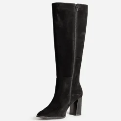 Botte noire en cuir velours