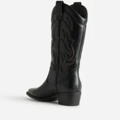 Botte noire esprit santiag coutures marron