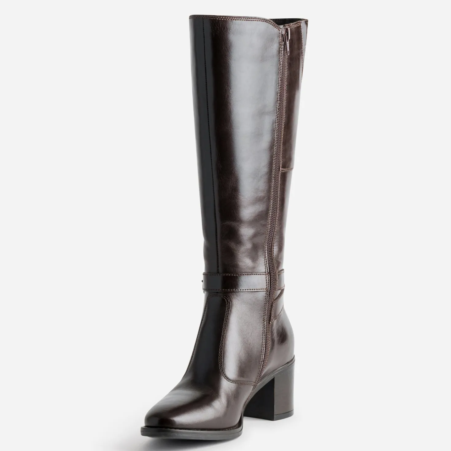 Botte à talon marron cuir bride cheville