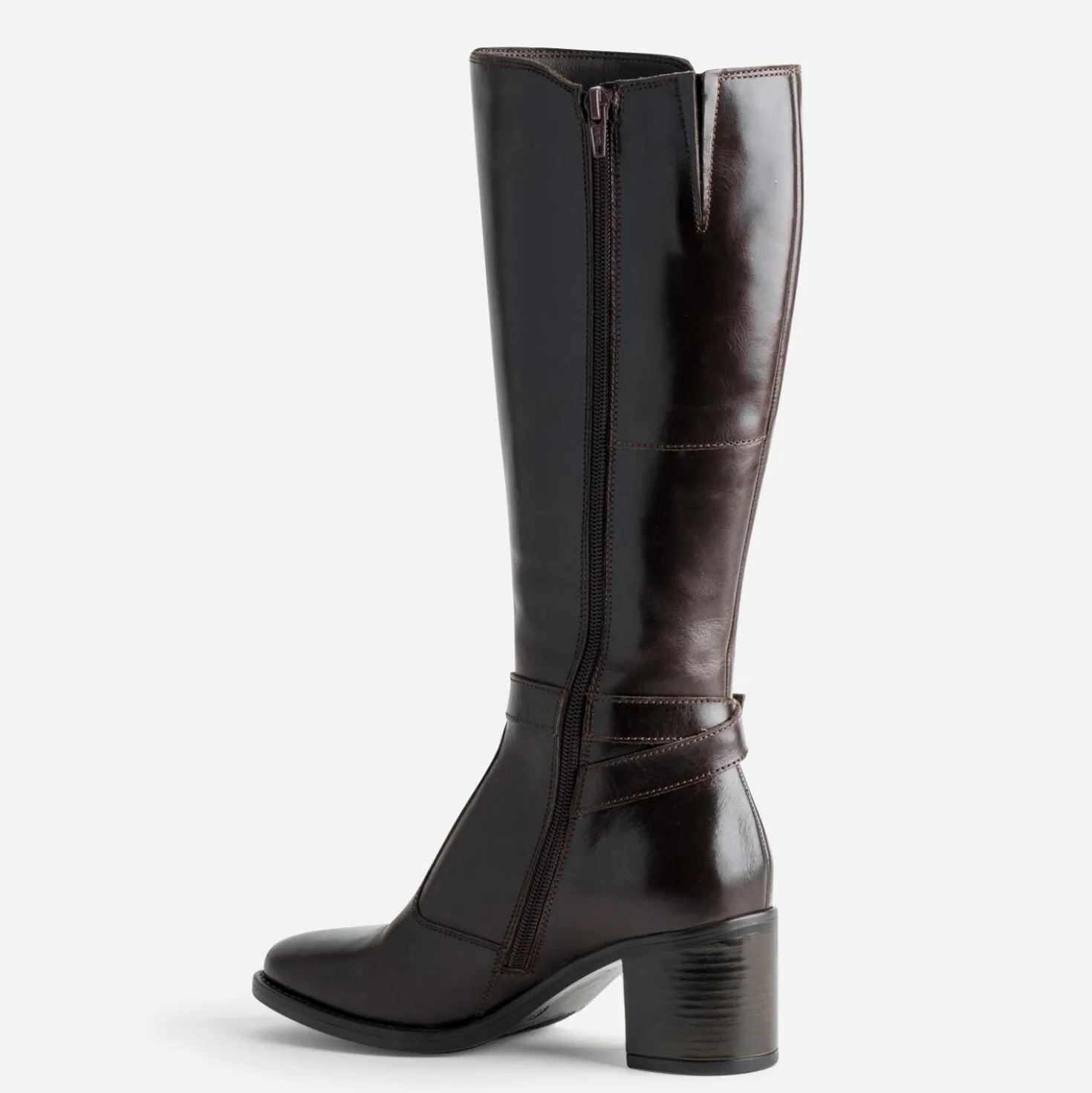Botte à talon marron cuir bride cheville