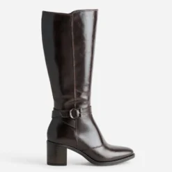 Botte à talon marron cuir bride cheville