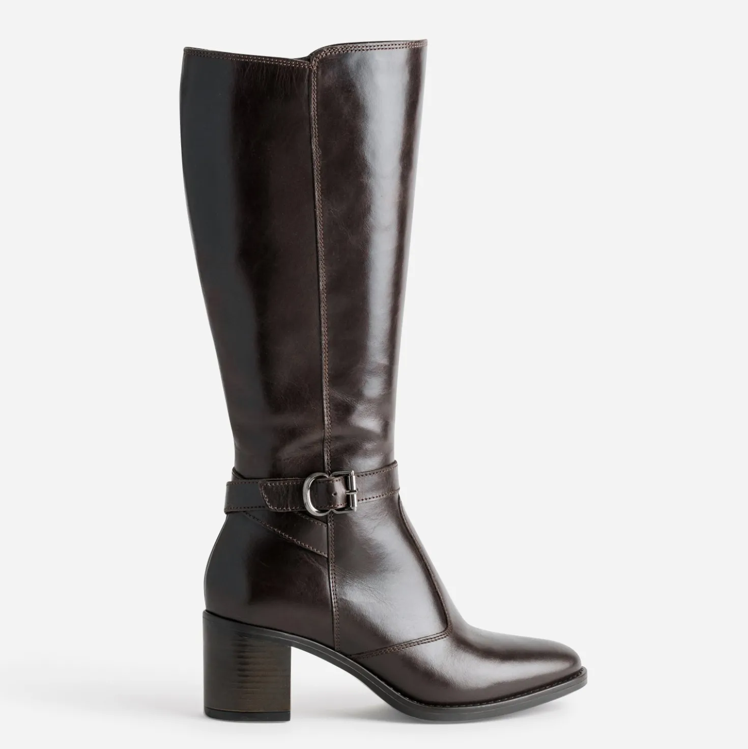 Botte à talon marron cuir bride cheville