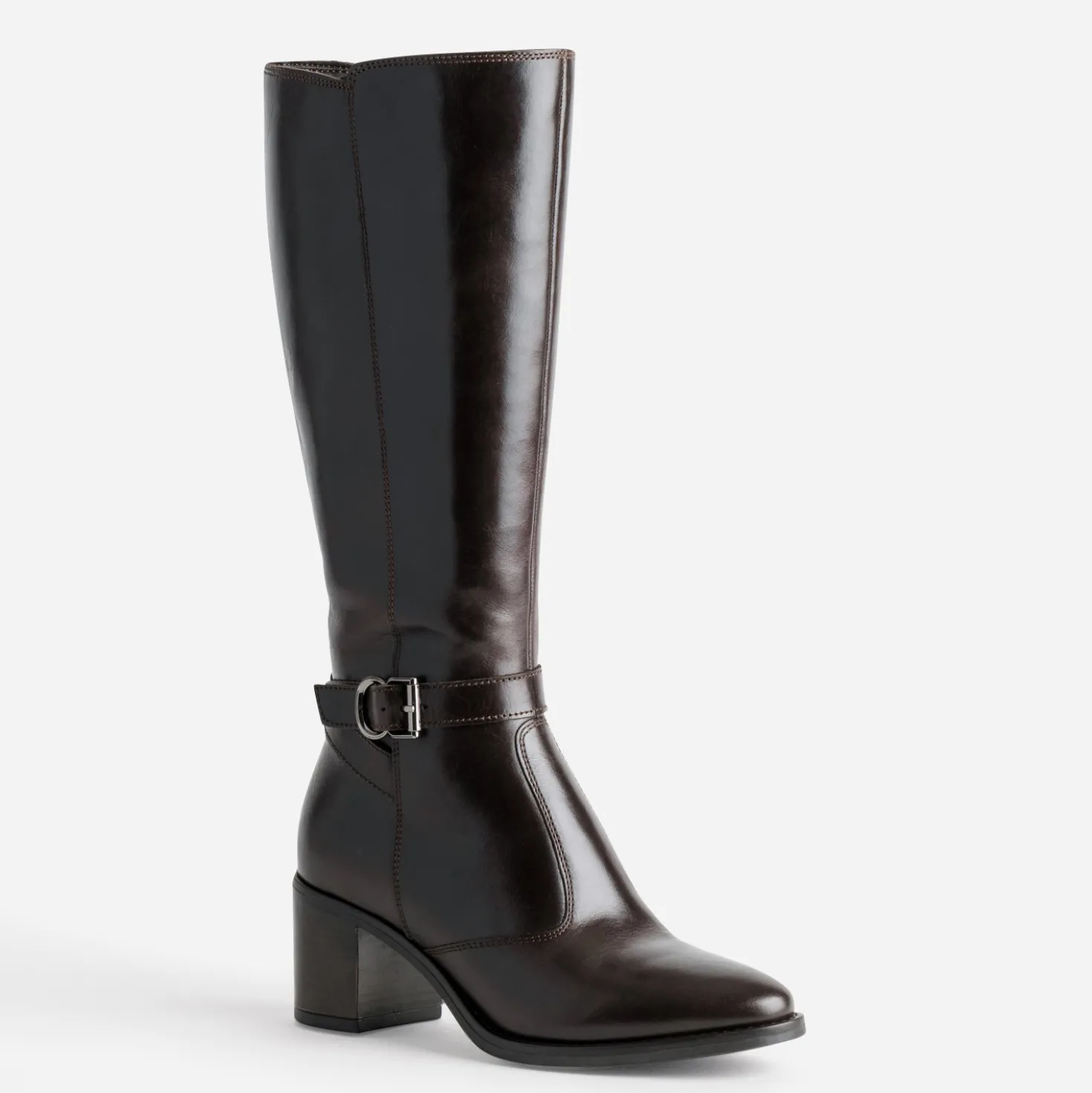 Botte à talon marron cuir bride cheville