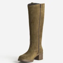 Botte taupe cuir velours