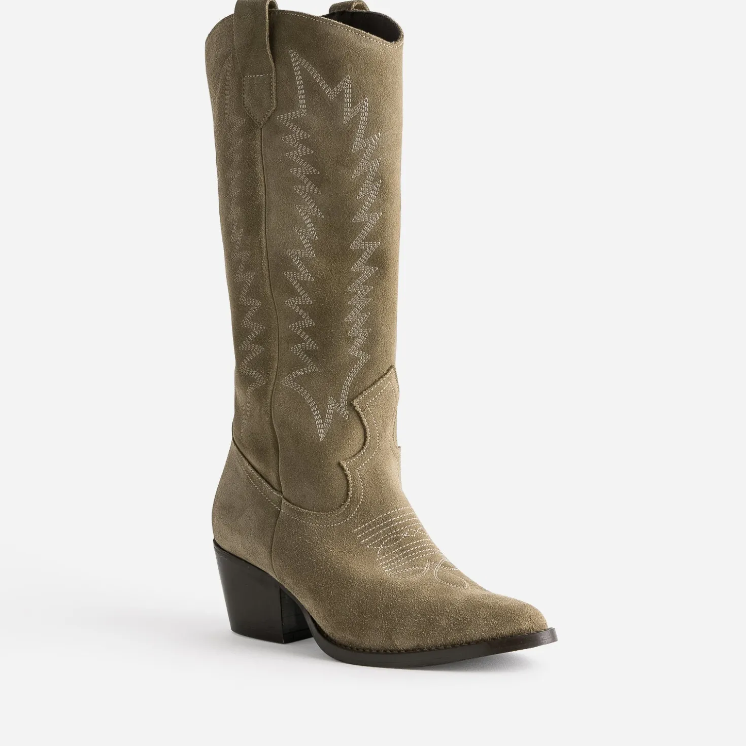 Botte taupe cuir velours éco-conçue esprit santiag