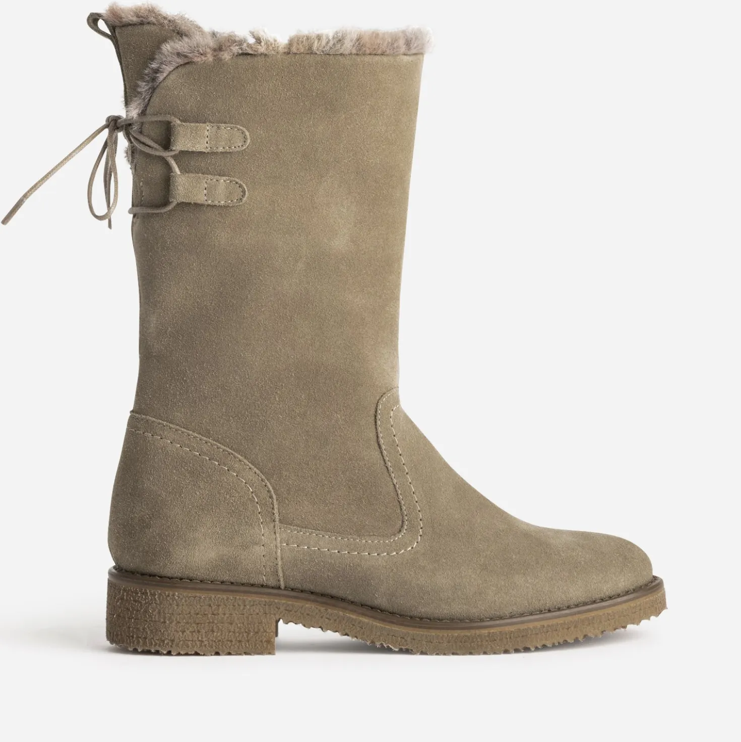 Botte taupe cuir velours fourré