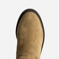 Botte taupe cuir velours fourrée