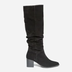 Botte TEXTO en cuir velours éco-conçu à tige plissée