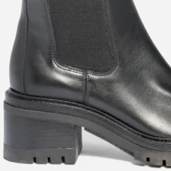 Botte TEXTO noire cuir avec élastiques côtés