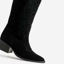 Botte TEXTO noire cuir velours western