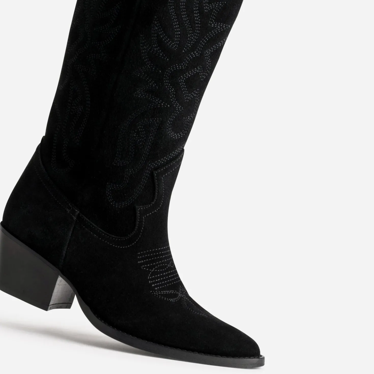 Botte TEXTO noire cuir velours western