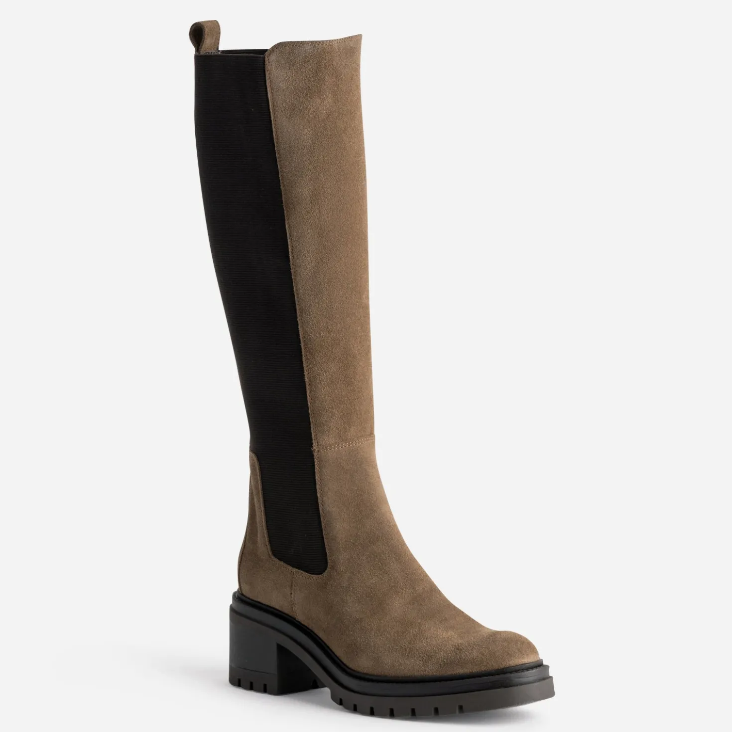 Botte TEXTO taupe cuir avec élastiques côtés