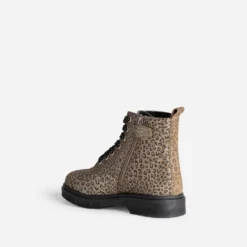Bottine BUGGY beige cuir velours effet léopard