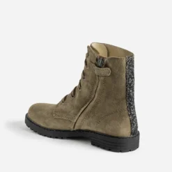Bottine BUGGY éco-conçue kaki cuir velours