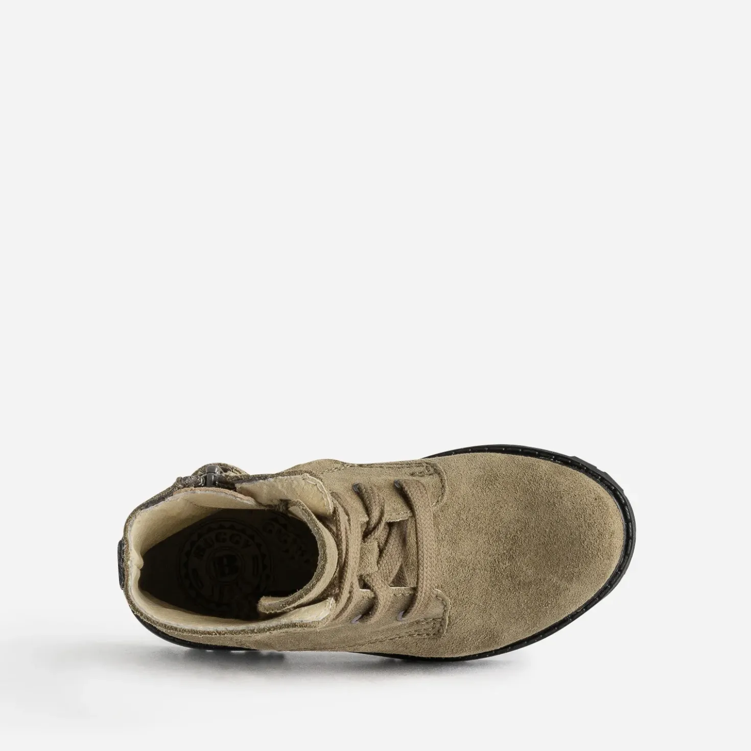 Bottine BUGGY éco-conçue kaki en cuir velours décor étoile