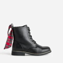 Bottine BUGGY noir cuir détails rubans