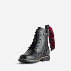 Bottine BUGGY noir cuir détails rubans