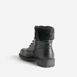 Bottine BUGGY noire cuir bord fourré